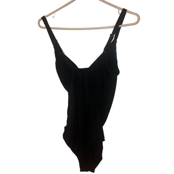 Jantzen Black Ruched Center Adj. Straps Plus Sized NWT One-piece Swimsuit Sz.16W - Picture 8 of 11